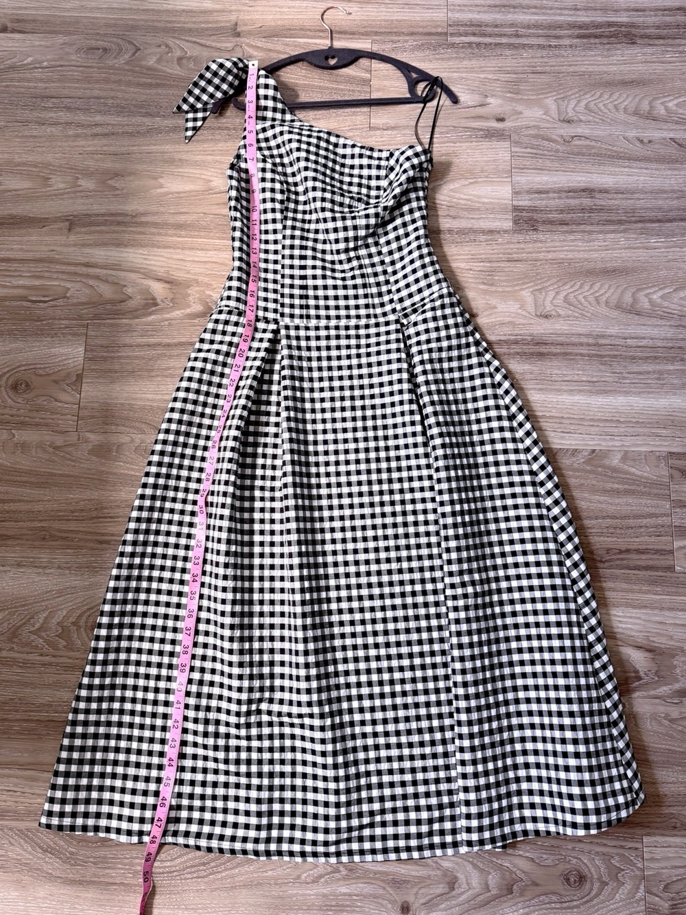 NWT Anthro Gingham One-Shoulder Midi Dress XS - Picture 10 of 15